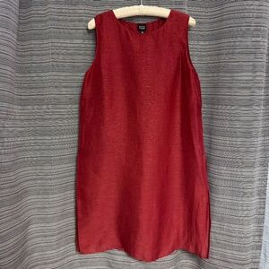 Eileen Fisher Red Silk/Linen Blend Sleeveless Tunic Dress Size Medium